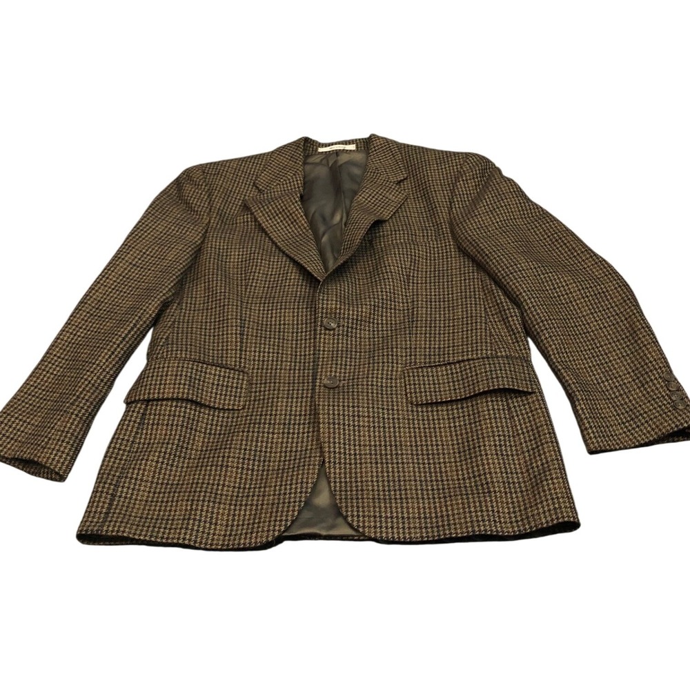 Polo University Club Ralph Lauren Blazer Mens 40S Brown Houndstooth Wool Jacket